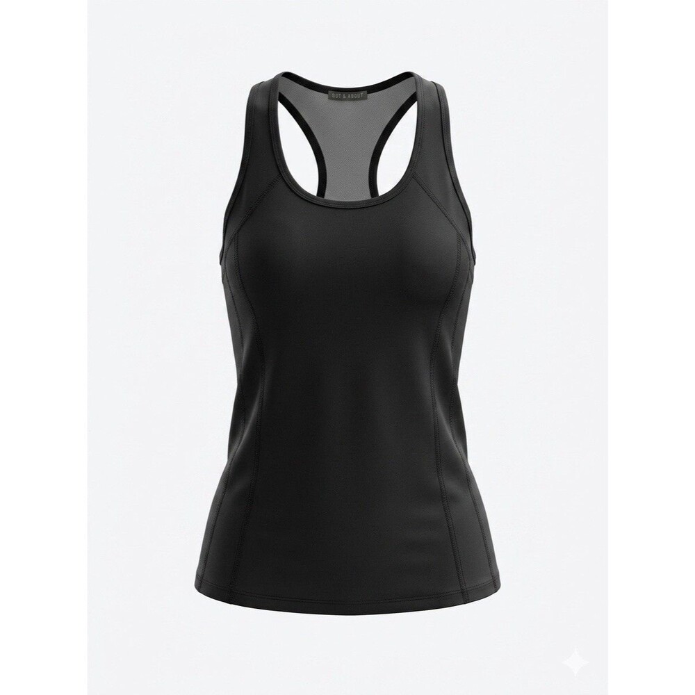 O to S Women’s Racerback Tank Top Size L/XL Black, Grey Activewear Mesh Back.